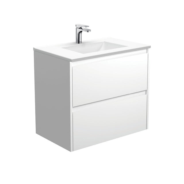 Fienza VAN75BW Vanessa Amato 750 Satin White Wall-Hung Vanity Gloss White - Vanity Units