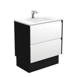 Fienza VAN75BWBK Vanessa Amato 750 Satin White Vanity On Kick Satin Black Panels - Vanity Units