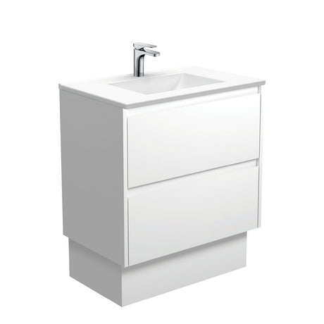 Fienza VAN75BWK Vanessa Amato 750 Satin White Vanity on Kickboard Gloss White - Vanity Units
