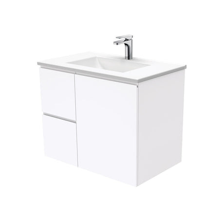 Fienza VAN75FL Vanessa Fingerpull Gloss White 750 Wall-Hung Vanity Left Drawers - Vanity Units