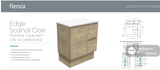 Fienza VAN75SKL Vanessa Fingerpull Scandi Oak 750 Vanity on Kickboard Left Drawers - Vanity Units