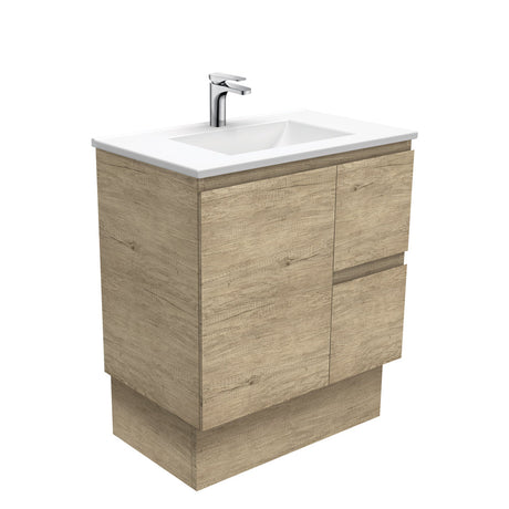 Fienza VAN75SKR Vanessa Fingerpull Scandi Oak 750 Vanity on Kickboard Right Drawers - Vanity Units