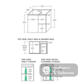 Fienza VAN75SR Vanessa Fingerpull Scandi Oak 750 Wall-Hung Vanity Right Drawers - Vanity Units