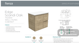 Fienza VAN75SR Vanessa Fingerpull Scandi Oak 750 Wall-Hung Vanity Right Drawers - Vanity Units