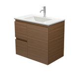 Fienza VAN75WAL Vanessa Edge Walnut 750 Wall Hung Vanity Left Drawers
