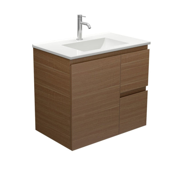 Fienza VAN75WAR Vanessa Edge Walnut 750 Wall Hung Vanity Right Drawers