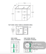 Fienza VAN75ZBL Vanessa Fingerpull Satin Black 750 Wall-Hung Vanity Left Drawers - Vanity Units