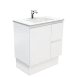 Fienza VAN75ZKL Vanessa Fingerpull Satin White 750 Vanity on Kickboard Left Drawers - Vanity Units