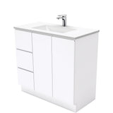 Fienza VAN90CL Vanessa Fingerpull Gloss White 900 Vanity on Kickboard Left Drawers - Vanity Units