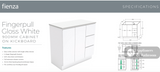 Fienza VAN90CR Vanessa Fingerpull Gloss White 900 Vanity on Kickboard Right Drawers - Vanity Units