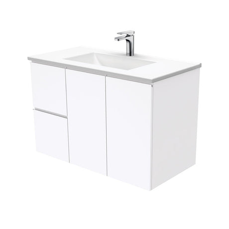 Fienza VAN90FL Vanessa Fingerpull Gloss White 900 Wall Hung Vanity Left Drawers - Vanity Units