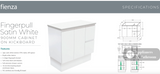Fienza VAN90ZKL Vanessa Fingerpull Satin White 900 Vanity on Kickboard Left Drawers - Vanity Units