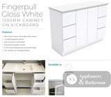 Fienza Dolce Tcl120C 1200Mm Fingerpull Vanity On Kickboard White - Special Order Units