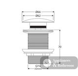 Fienza WAS59F Pop-Up 32mm Non-Overflow Basin Waste Forest Solid Surface Cap - Basin Pop up Waste