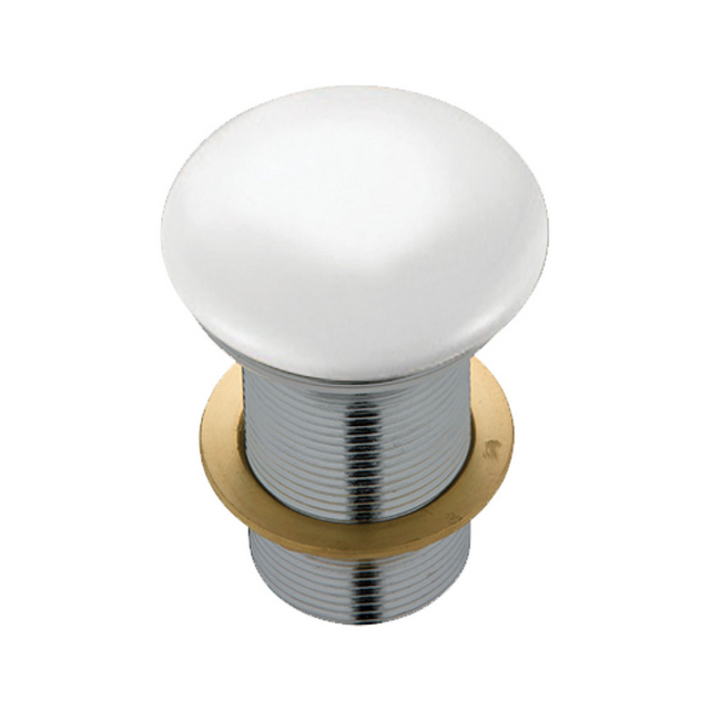 Fienza WAS81 Gloss White Pop Up Waste Ceramic Dome 32mm No Overflow - Basin Pop up Waste