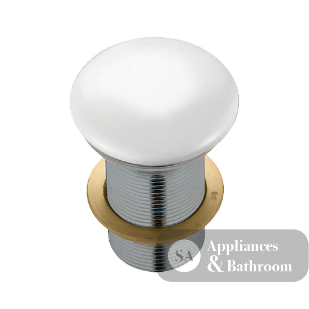 Fienza WAS82 Gloss White Pop Up Waste Ceramic Dome 32mm with Overflow - Basin Pop up Waste