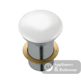 Fienza WAS82 Gloss White Pop Up Waste Ceramic Dome 32mm with Overflow - Basin Pop up Waste