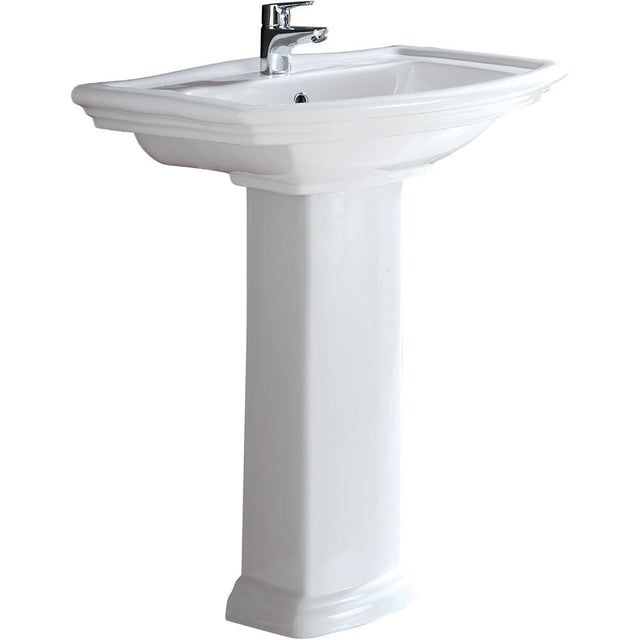 Fienza Washington Pedestal Basin 3 Taphole Gloss White - Freestanding Basins