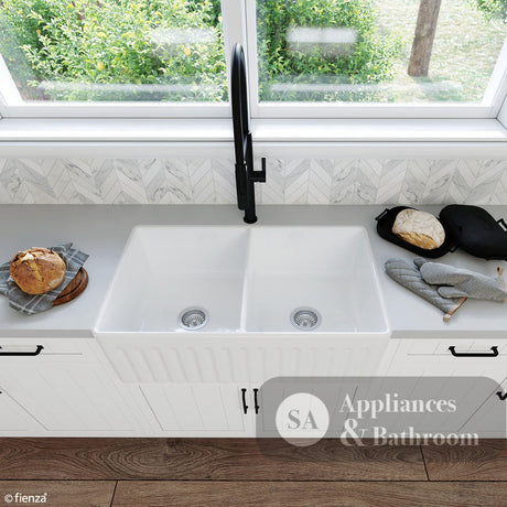 Fienza Winston 68702 Double Butler Sink White 838X483X254Mm - Special Order Kitchen Sinks