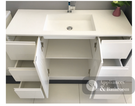 Fingerpull Gloss White 1200 Cabinet on Kickboard - Vanity Units Freestanding