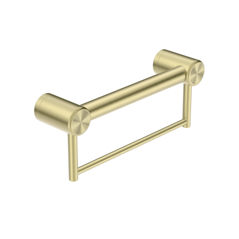 Nero Mecca Care 32mm Grab Rail With Towel Holder 300mm Brushed Gold NRCR3212BBG