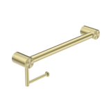 Nero Mecca Care 32mm Grab Rail With Toilet Roll Holder 450mm Brushed Gold NRCR3218ABG