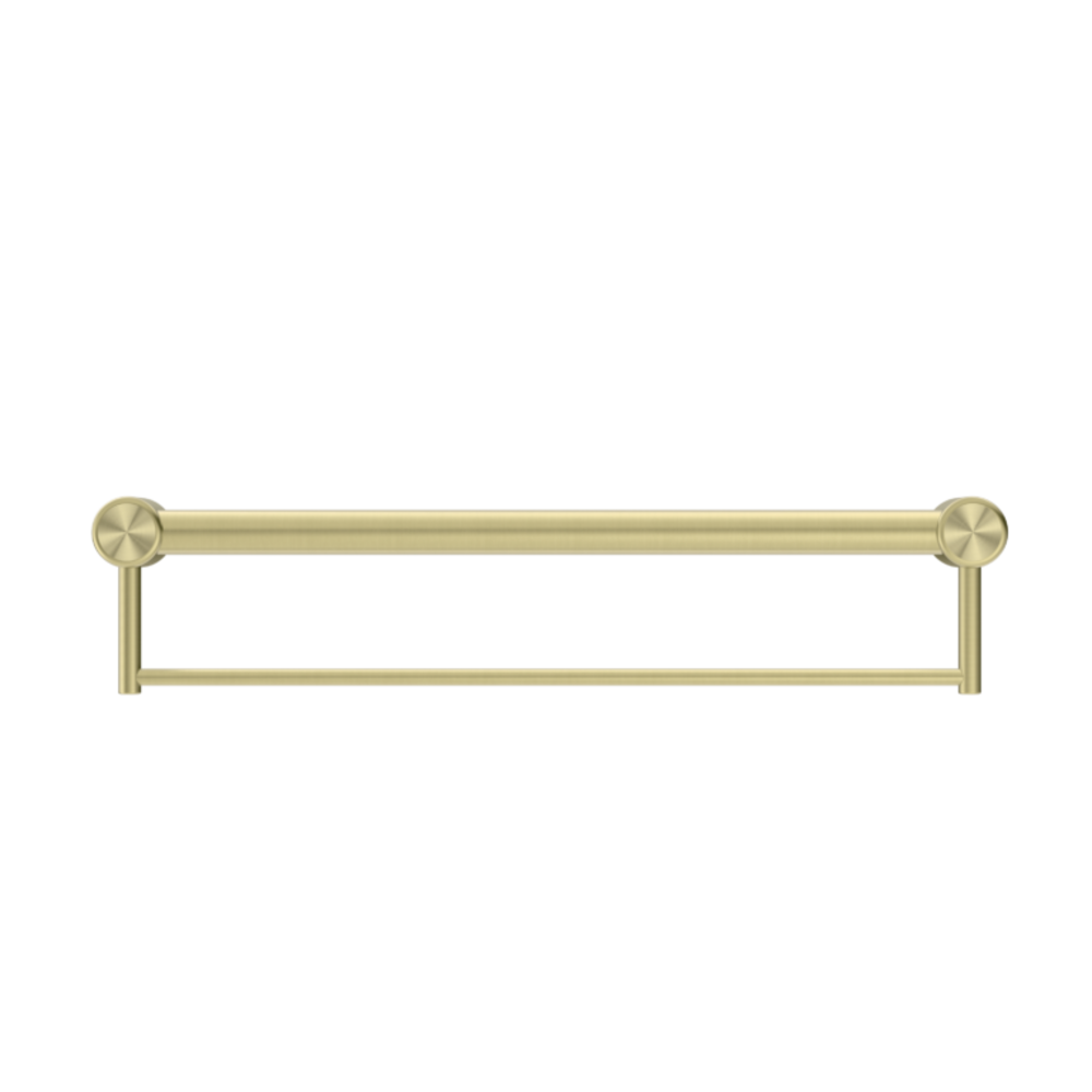 Nero Mecca Care 32mm Grab Rail With Towel Holder 600mm Brushed Gold NRCR3224BBG