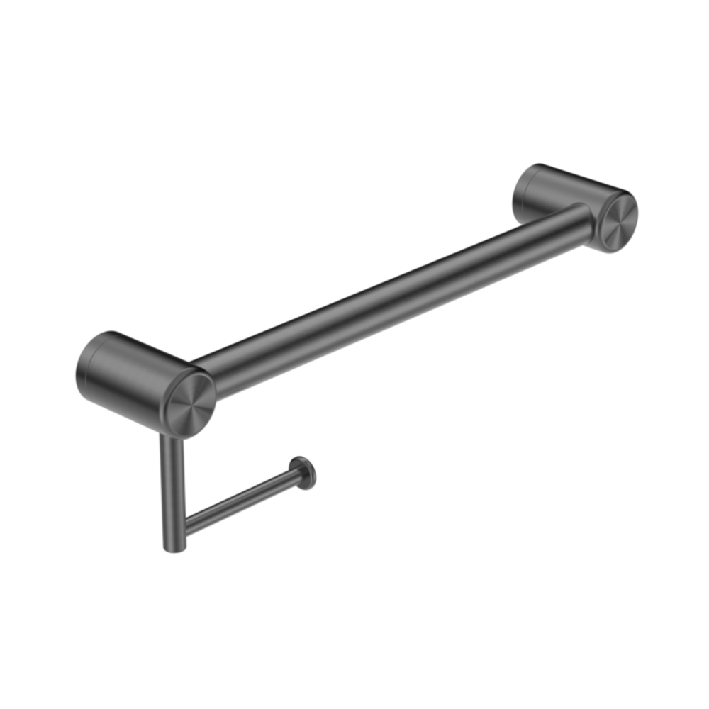 Nero Mecca Care 32mm Grab Rail With Toilet Roll Holder 450mm Gun Metal NRCR3218AGM