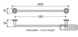 Kaya 600Mm Single Towel Rail Chrome 8280160 Bathroom Accessories
