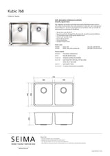 Seima Kubic 768 Double Bowl Sink, No Taphole, 191681
