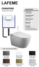 Lafeme Crawford Inwall Cistern Floor Pan Smart Toilet With Brushed Nickel Flush Plate