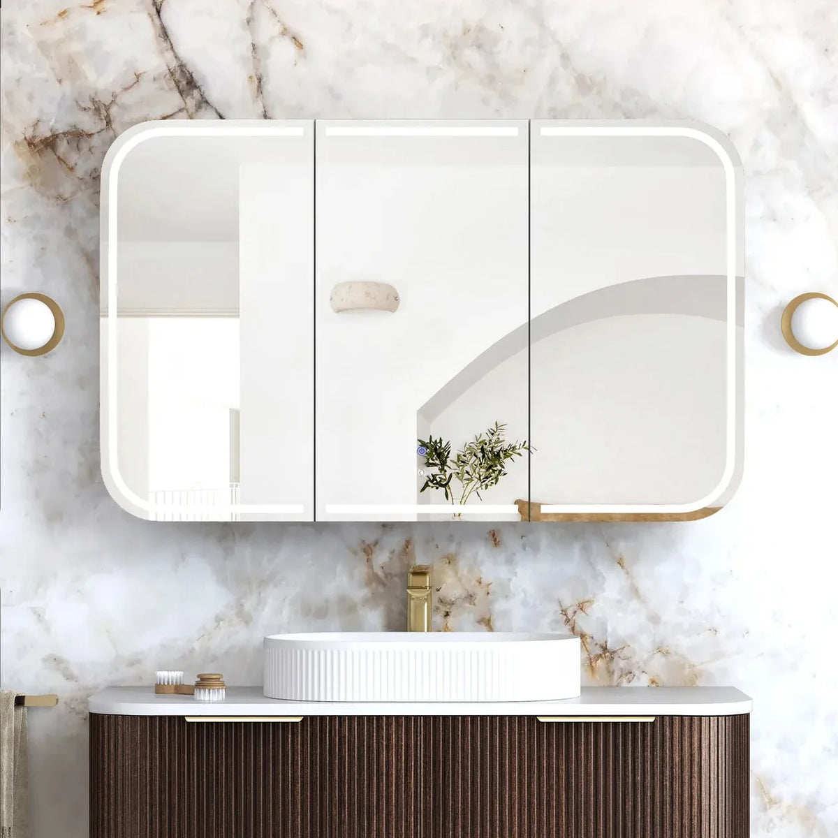 Otti LED-SSQ1275SW-VP LED Newport 1200mm Sable Walnut Shaving Cabinet