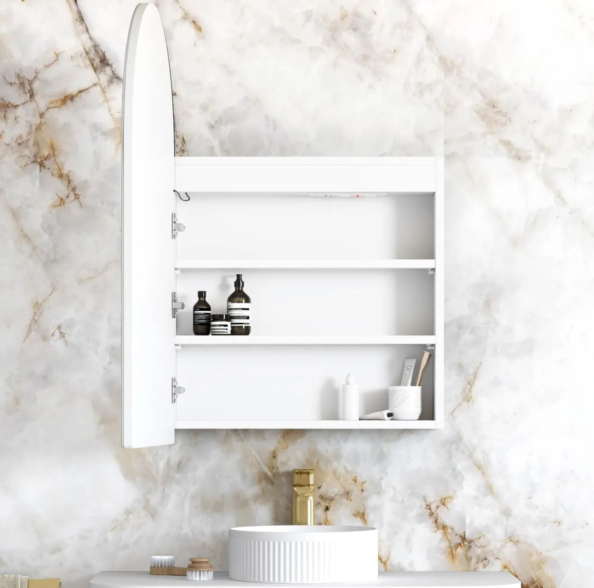 Otti LED-ARSV9060-VP LED Archie 900mm Matte White Shaving Cabinet