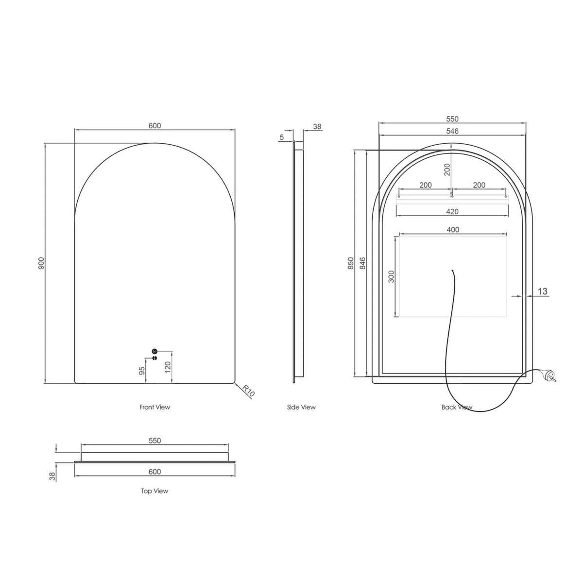 Otti LED-AR9060N LED Archie 900x600mm Mirror