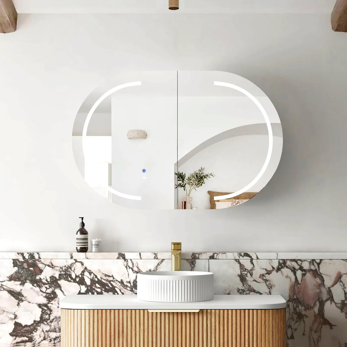 Otti LED-BOSV9060SW-VP LED Bondi 900x600mm Sable Walnut Shaving Cabinet