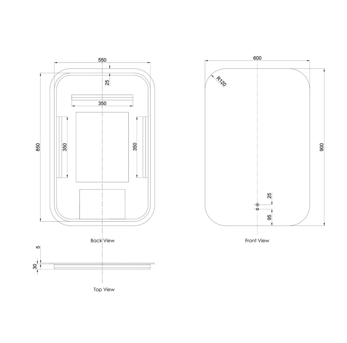 Otti LED-SQ9060 LED Newport 900x600mm Tuffi Mirror