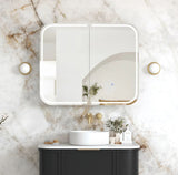 Otti LED-SSQ9075B-VP LED Newport 900x750mm Black Oak Shaving Cabinet