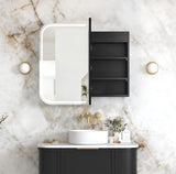 Otti LED-SSQ9075B-VP LED Newport 900x750mm Black Oak Shaving Cabinet