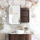 Otti LED-SSQ9075SW-VP LED Newport 900x750mm Sable Walnut Shaving Cabinet