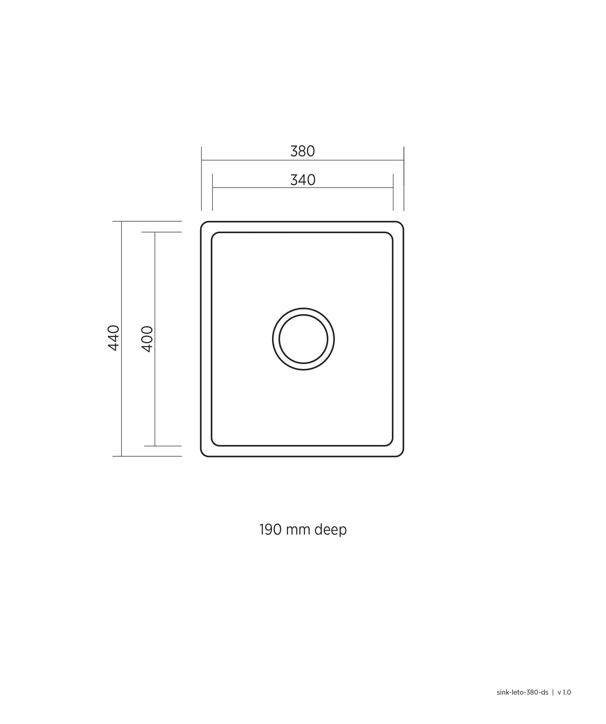 Seima 191330 Leto 340 Single Bowl Sink, Stainless Steel