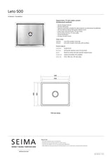 Seima 191333 Leto 500 Single Bowl Sink, Stainless Steel