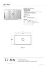 Seima 191876 Leto 700 Single Bowl Sink, Stainless Steel