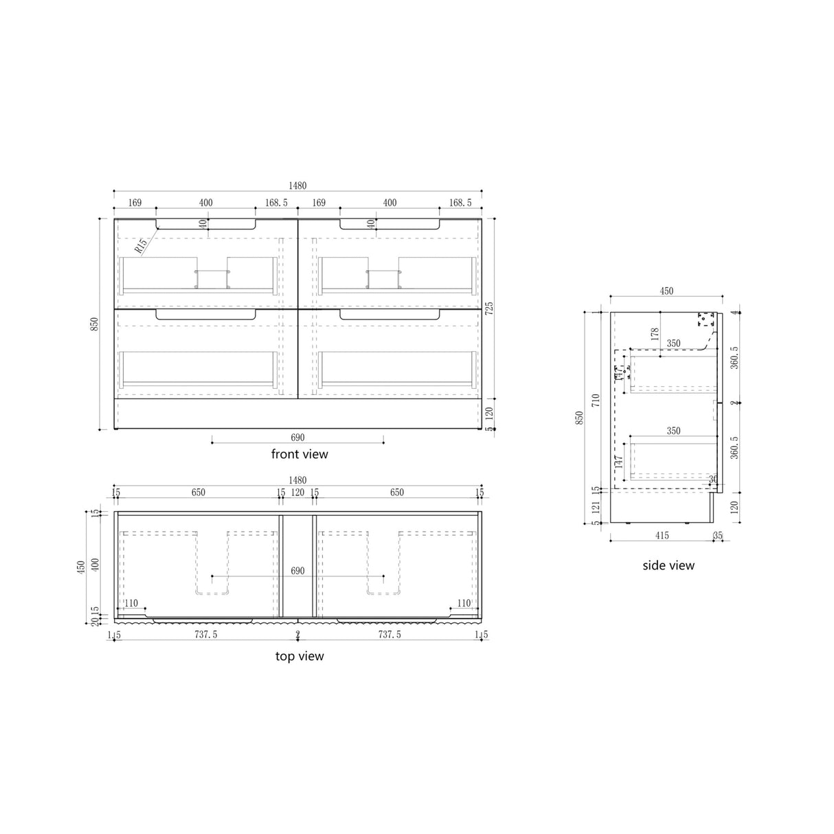 Aulic 1500mm Lovina Floorstanding Vanity with Solid Surface Top Cato Top Single Basin CA56-1500S-CT28 Vanity Units