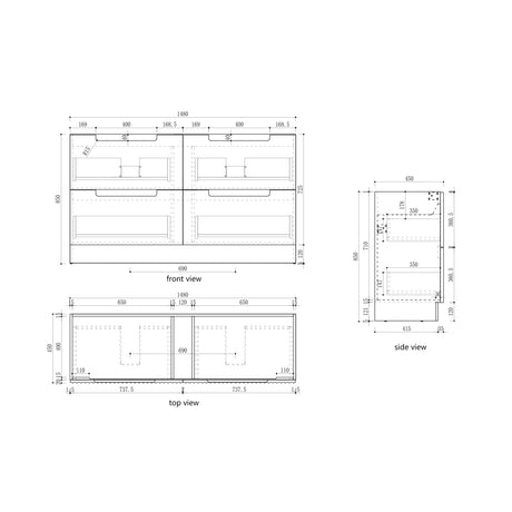 Aulic 1500mm Lovina Floorstanding Vanity with Solid Surface Top Alpine Top Double Basin CA56-1500D-CT28 Vanity Units
