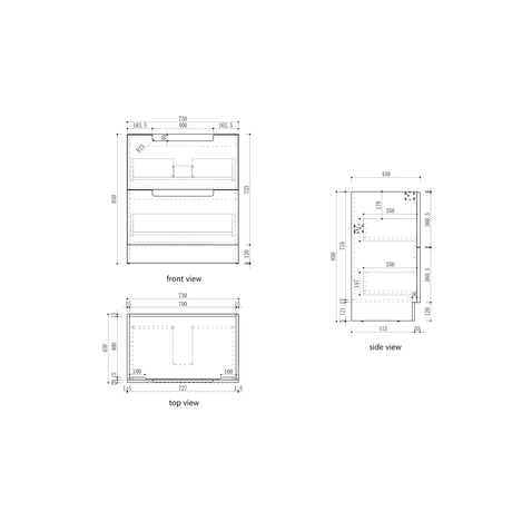 Aulic 750mm Lovina Floorstanding Vanity with Solid Surface Top Cato Top CA56-750-CT28 Vanity Units
