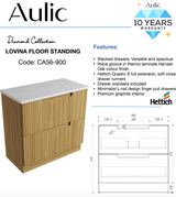 Aulic 1200mm Lovina Floorstanding Vanity with Solid Surface Top Alpine Top CA56-1200-CT28 Vanity Units
