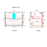 Aulic 750mm Moreno Wall Hung Vanity CAWH51-750 Vanity Units