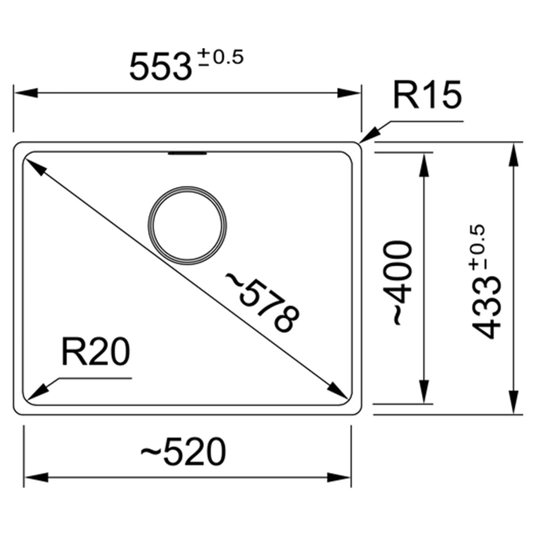 Franke Maris Granite Single Bowl 520mm Undermount Stone Grey, MRG110-52B SG