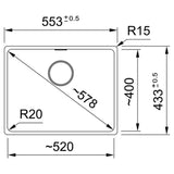 Franke Maris Granite Single Bowl 520mm Undermount Stone Grey, MRG110-52B SG