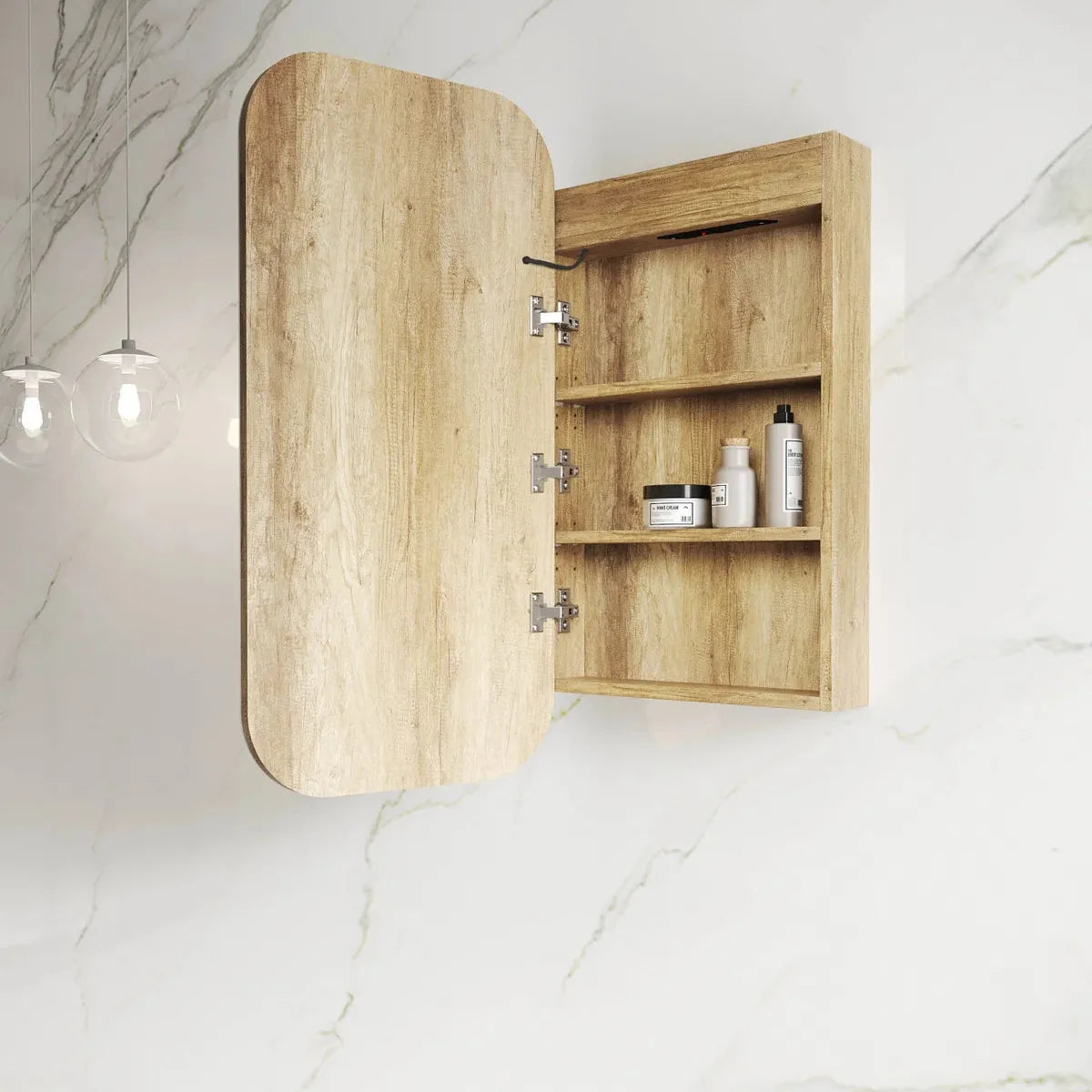 Otti LED-SSQ9045N-VP LED Newport 900x450mm Natural Oak Shaving Cabinet